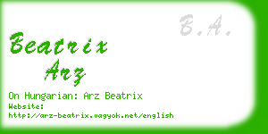 beatrix arz business card